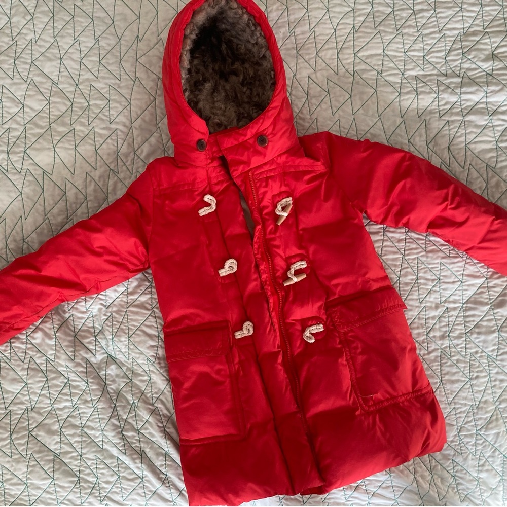 Jcrew coat- beautiful poppy color. Size 8 youth